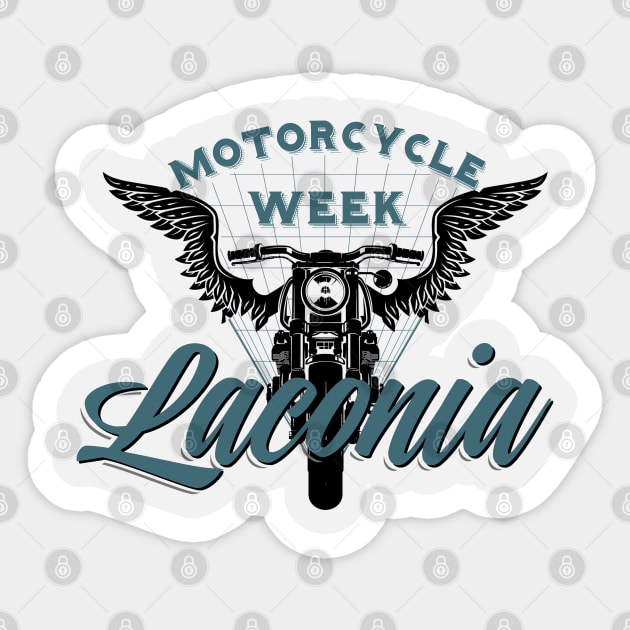 Laconia motorcycle week logo style - black and blue Sticker by PincGeneral